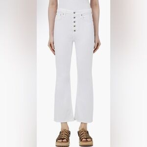 rag & bone Casey Exposed Button High Waist Ankle Flare Jeans (Optic White)